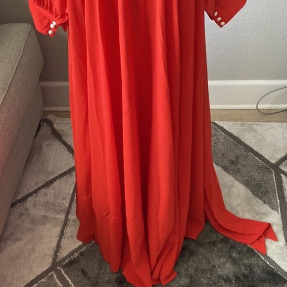 MEGHAN LA long sleeve flowyMaxi Dress in color flame - Picture 7 of 10